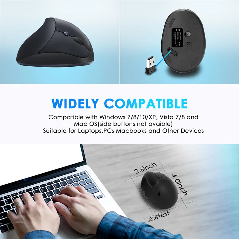 Xiaomi Vertical Grip Silent Wireless Mouse Rechargeable Hand Designer Drawing Office Creative Ergonomic Mouse For Computer PC