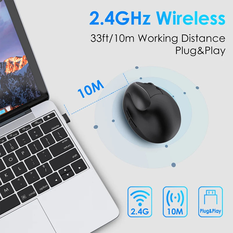 Xiaomi Vertical Grip Silent Wireless Mouse Rechargeable Hand Designer Drawing Office Creative Ergonomic Mouse For Computer PC