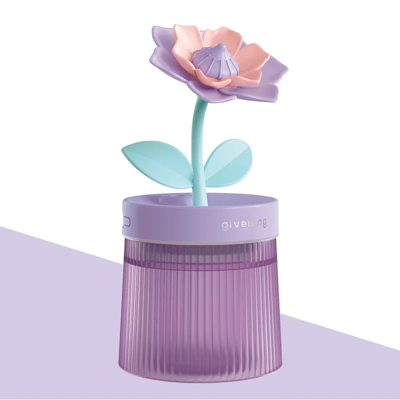 2024 Humidifier Portable USB Ultrasonic Colorful Cup Aroma Diffuser Cool Mist Maker Flower Air Humidifier Purifier With Light