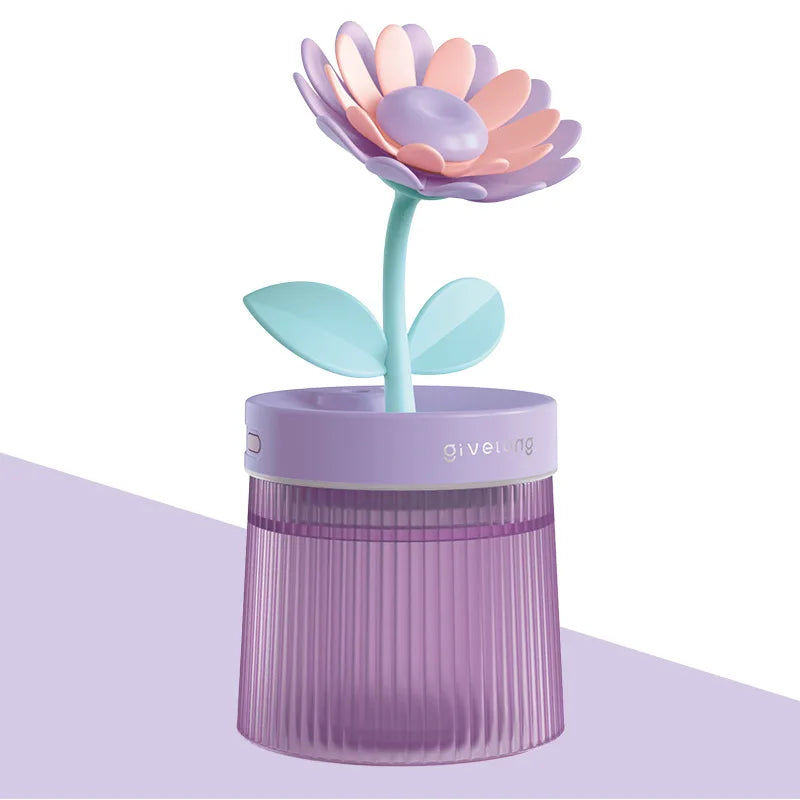 2024 Humidifier Portable USB Ultrasonic Colorful Cup Aroma Diffuser Cool Mist Maker Flower Air Humidifier Purifier With Light