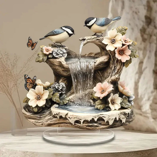 Garden Fountain Table Decorations Waterfall Figurine Acrylic Flat Ornaments For Home