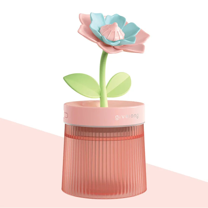 2024 Humidifier Portable USB Ultrasonic Colorful Cup Aroma Diffuser Cool Mist Maker Flower Air Humidifier Purifier With Light